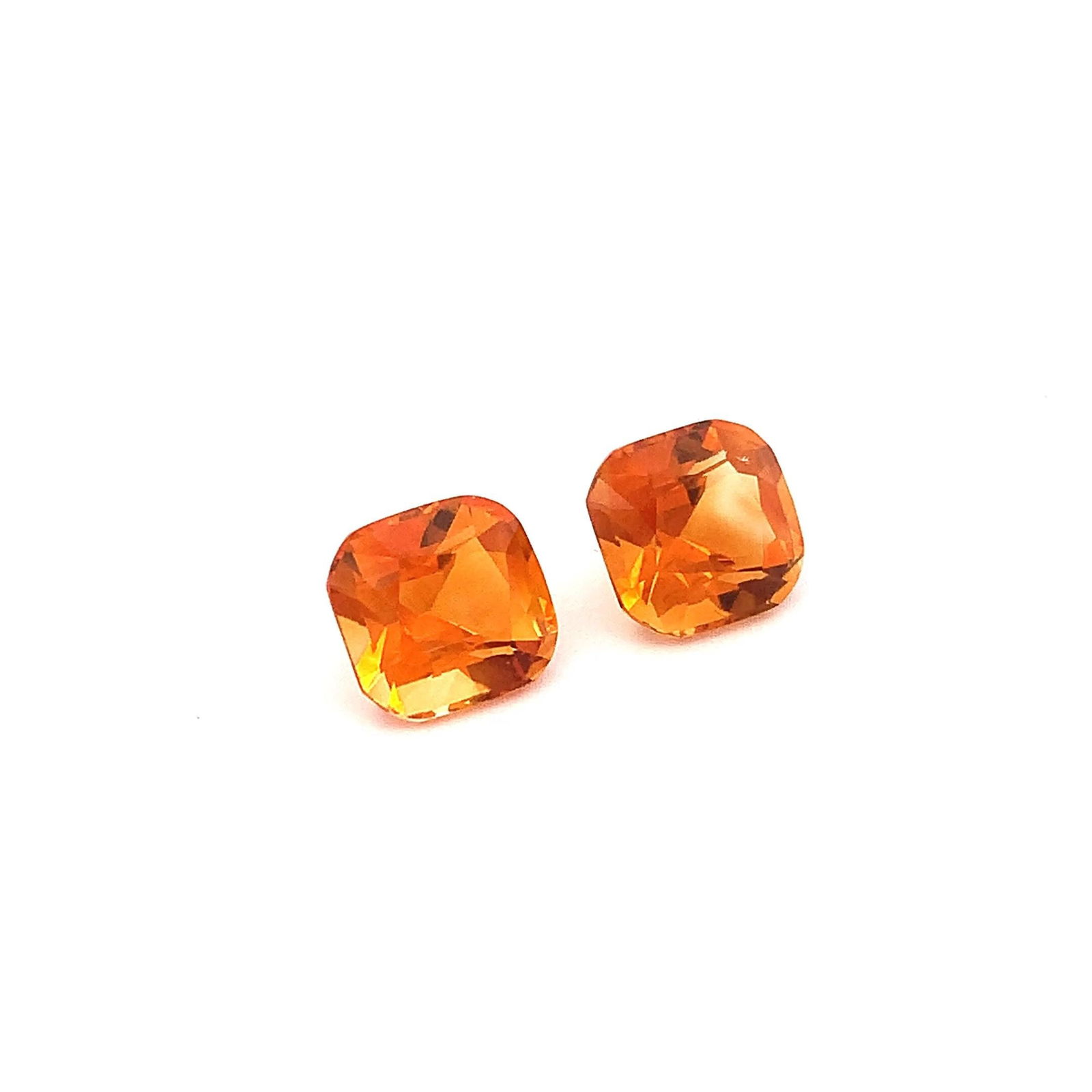 Earrings Size Citrine Calibrated Pair Orangish Yellow Gemstone - 7.40 carat - 7
