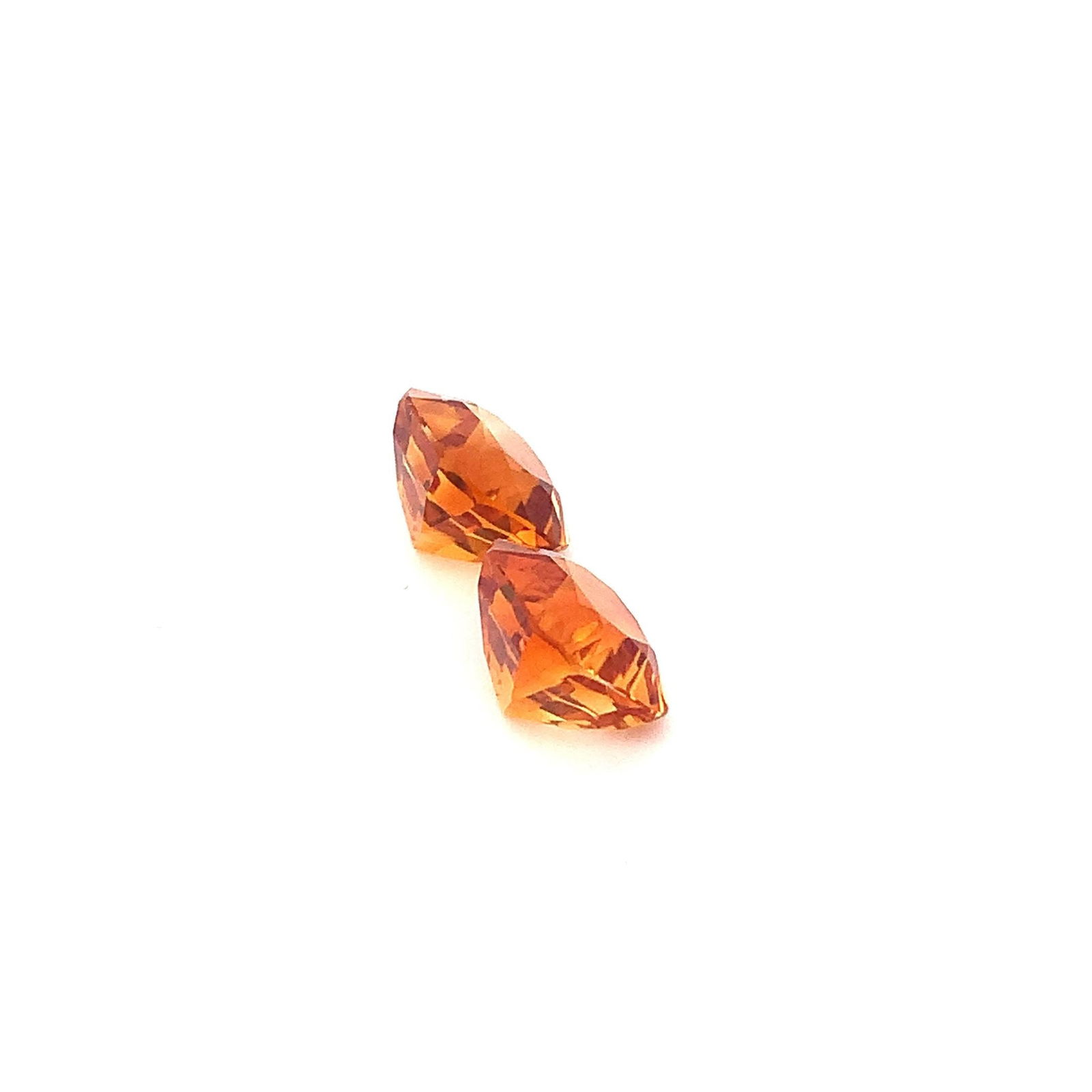 Earrings Size Citrine Calibrated Pair Orangish Yellow Gemstone - 7.40 carat - 8