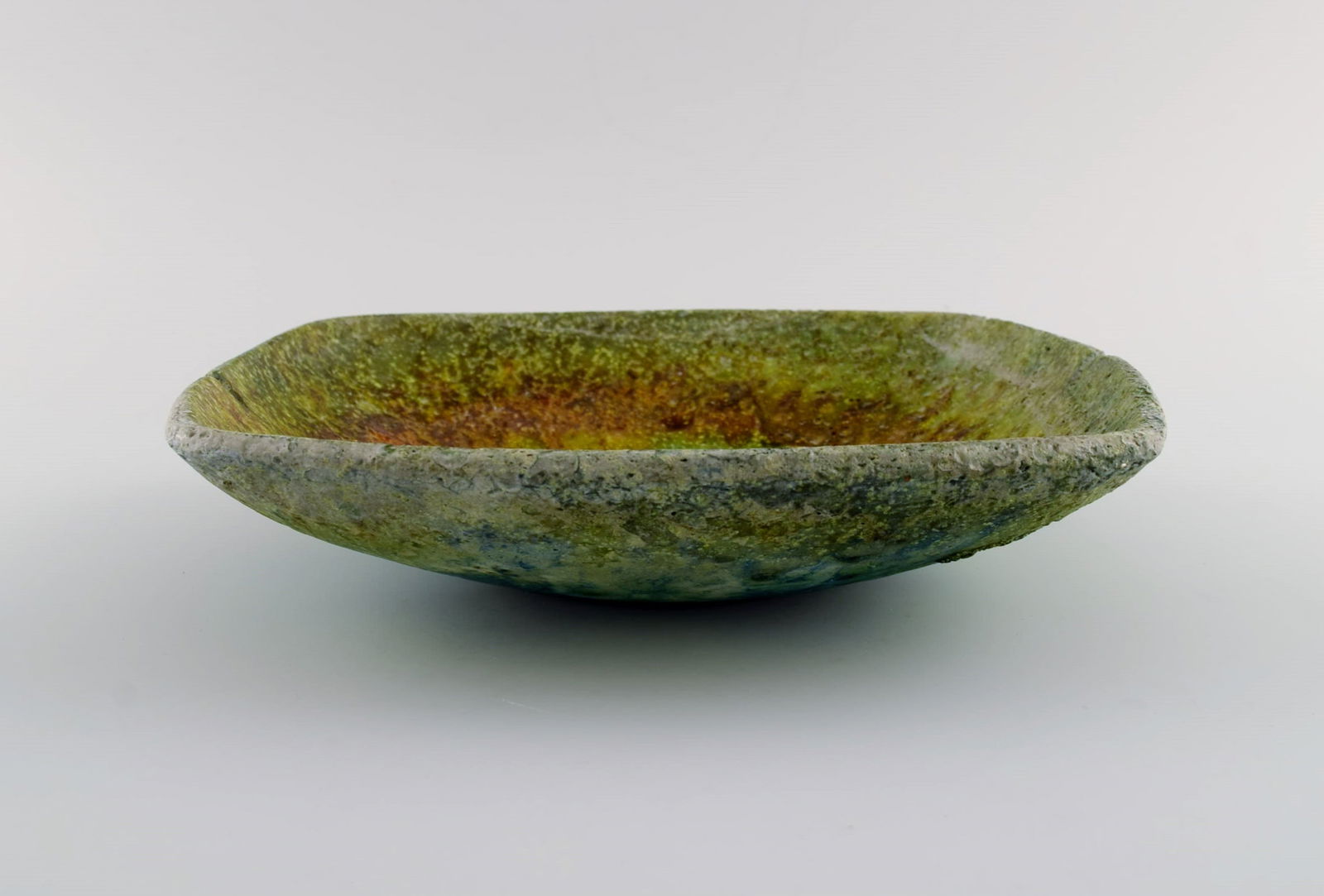 Marcello Fantoni (b.1915), Italy. Unique bowl in glazed ceramics. Beautiful glaze in shades of green - 2