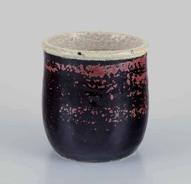 Sylvia Leuchovius (1915–2003) for Rörstrand. Ceramic vase with dark-toned glaze. (1 of 6)