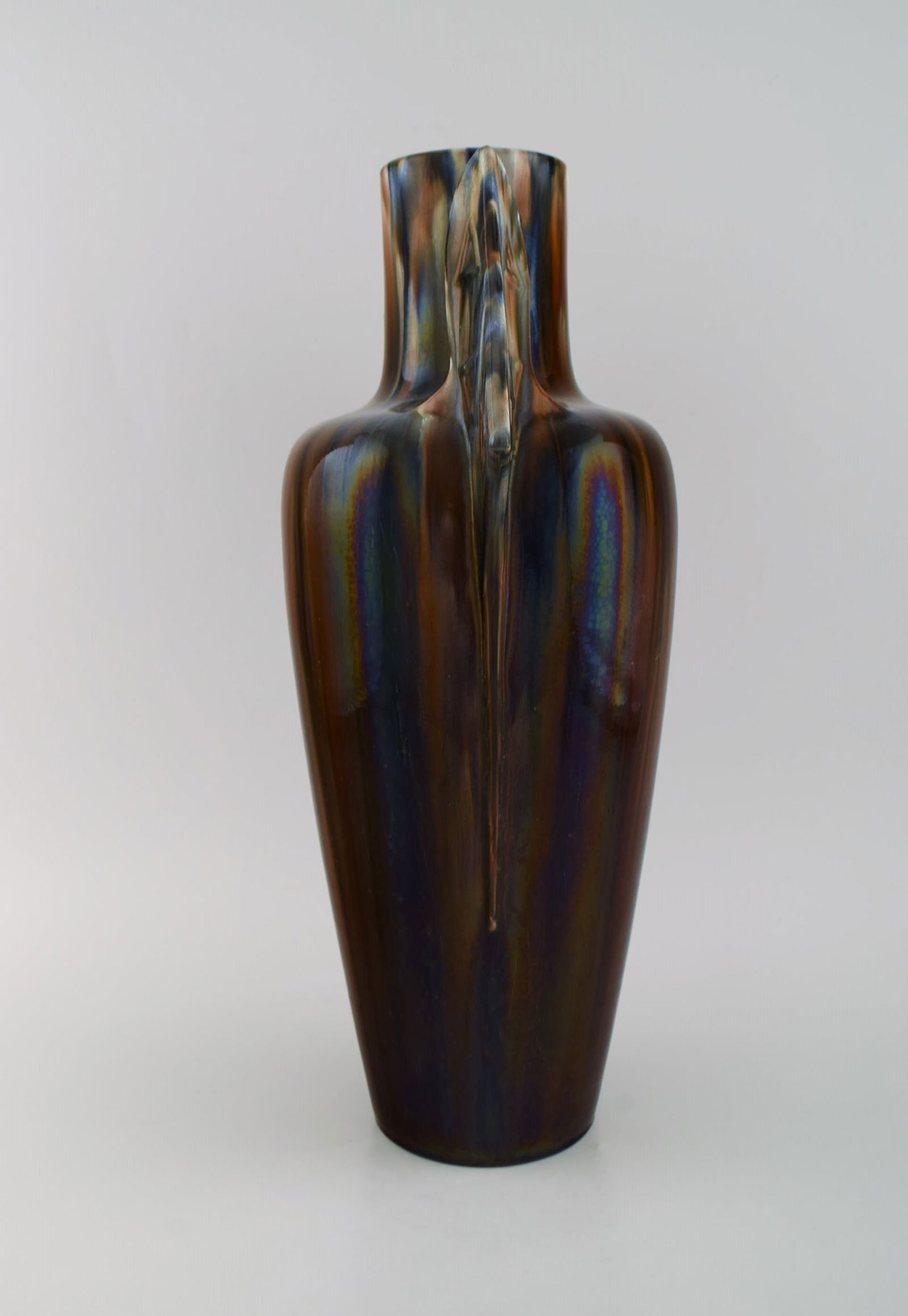 Clément Massier (1845-1917), France. Large vase in glazed ceramics. Beautiful polychrome glaze. - 5
