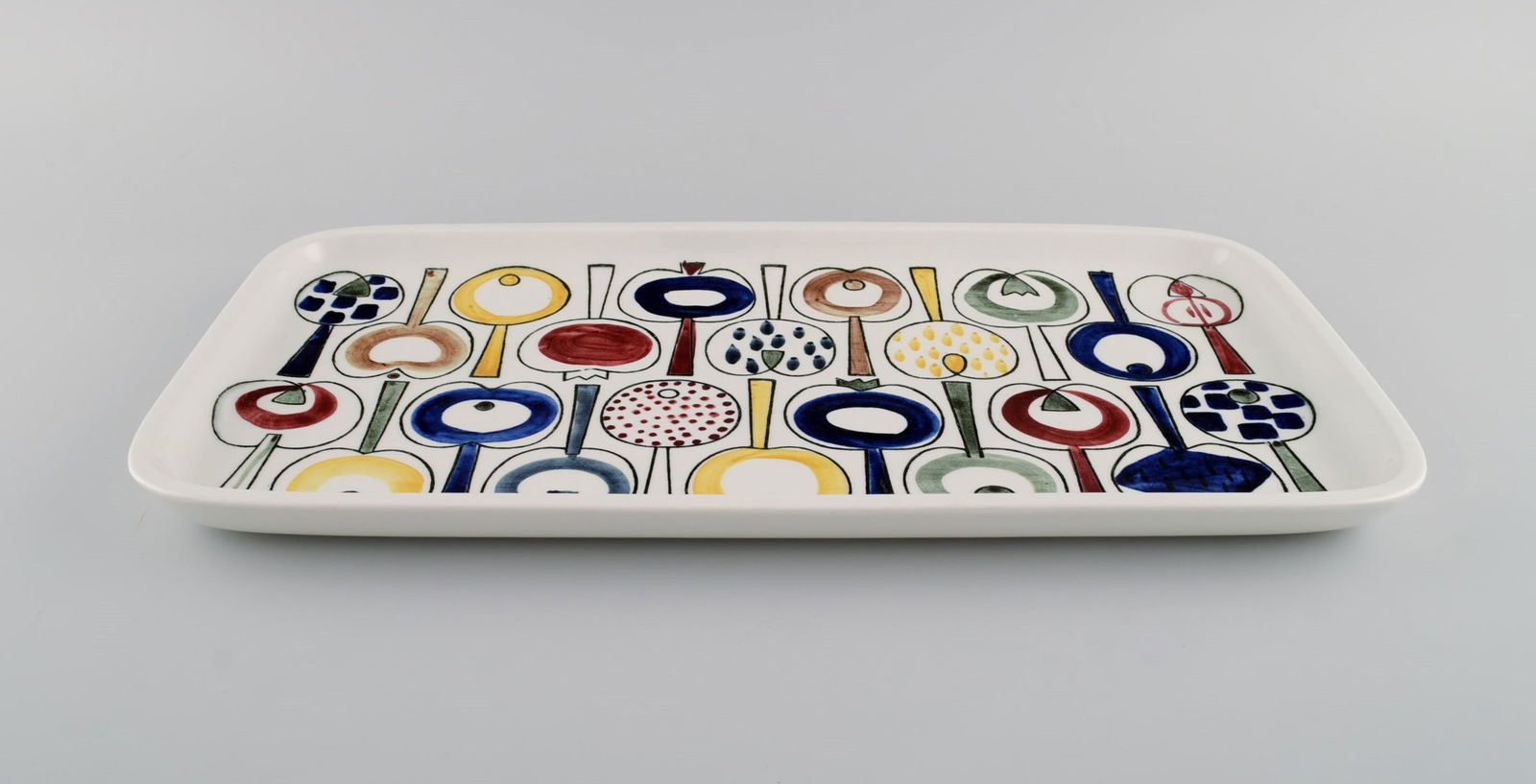 Marianne Westmann for Rörstrand. Large dish in hand-painted stoneware. Colorful Swedish design. - 5