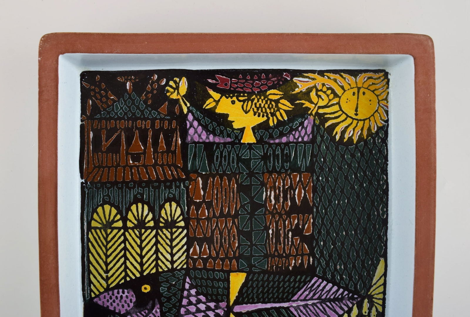 Stig Lindberg (1916-1982) for Gustavsberg. Carnival dish / bowl in hand-painted stoneware. Swedish - 2