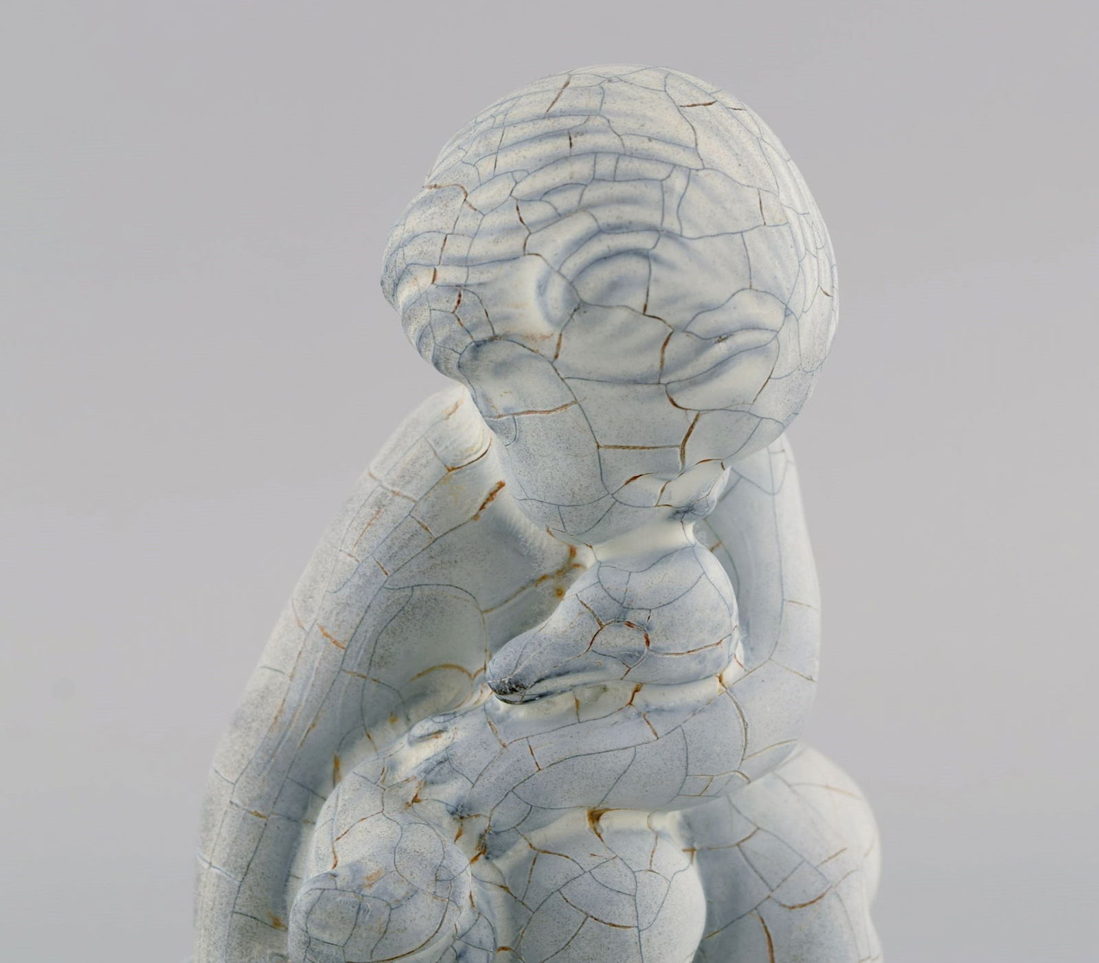 Kähler, Denmark. Figure in glazed stoneware. Leda and the swan. Beautiful crackle glaze. 1930s - 3