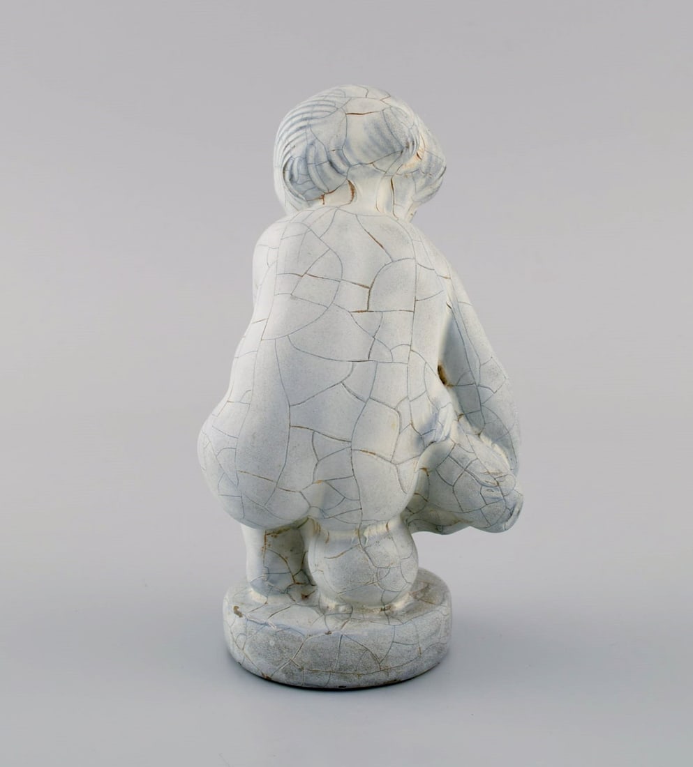 Kähler, Denmark. Figure in glazed stoneware. Leda and the swan. Beautiful crackle glaze. 1930s - 6