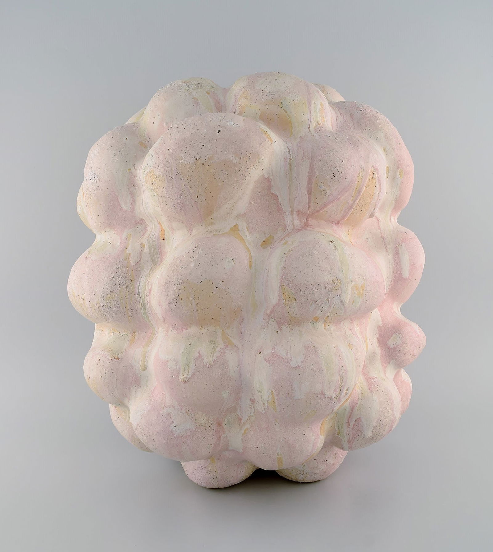 Christina Muff, Danish contemporary ceramicist (b. 1971). Very large sculptural unique vase in: Title: Christina Muff, Danish contemporary ceramicist (b. 1971). Very large sculptural unique vase in glazed stoneware. Beautiful cream / pink glaze with minerals from Danish beaches. Description: