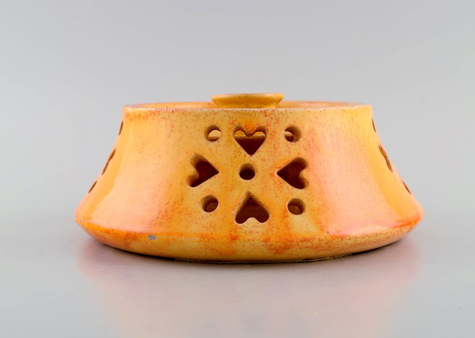 Kähler, Denmark. Candlestick with heater in glazed stoneware. Beautiful orange uranium glaze. - 2