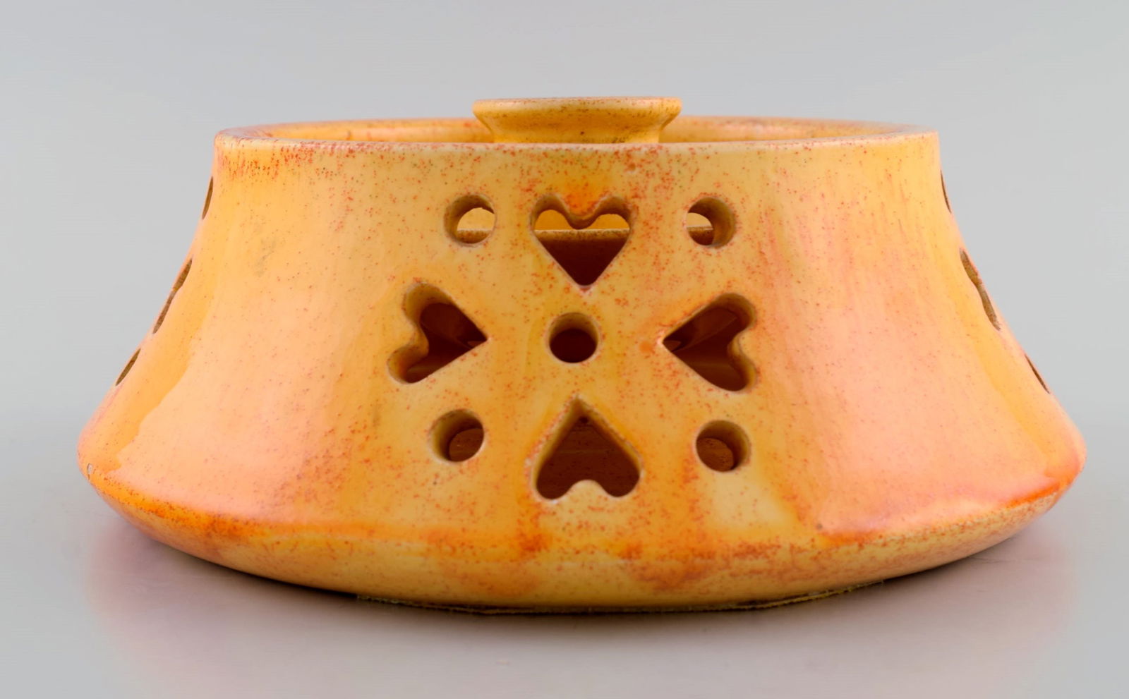 Kähler, Denmark. Candlestick with heater in glazed stoneware. Beautiful orange uranium glaze. - 4