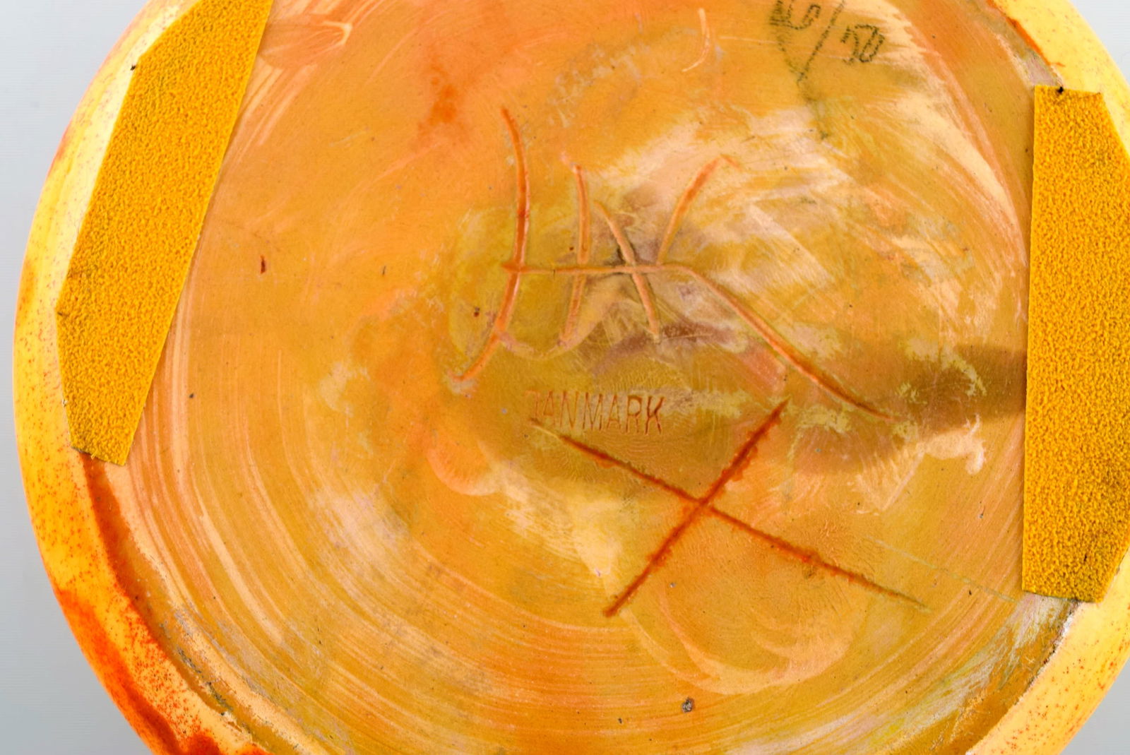 Kähler, Denmark. Candlestick with heater in glazed stoneware. Beautiful orange uranium glaze. - 7