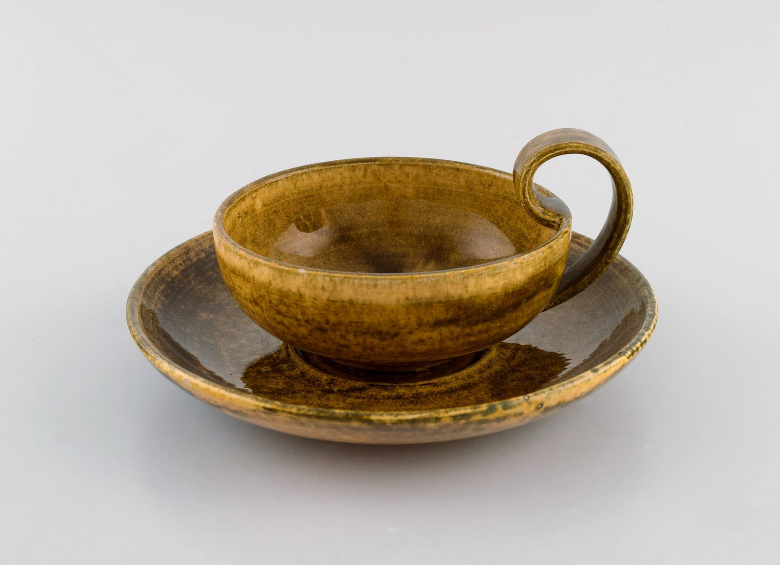 Kähler, Denmark. Egoist tea set in glazed stoneware. Beautiful yellow uranium glaze. Mid-20th - 2