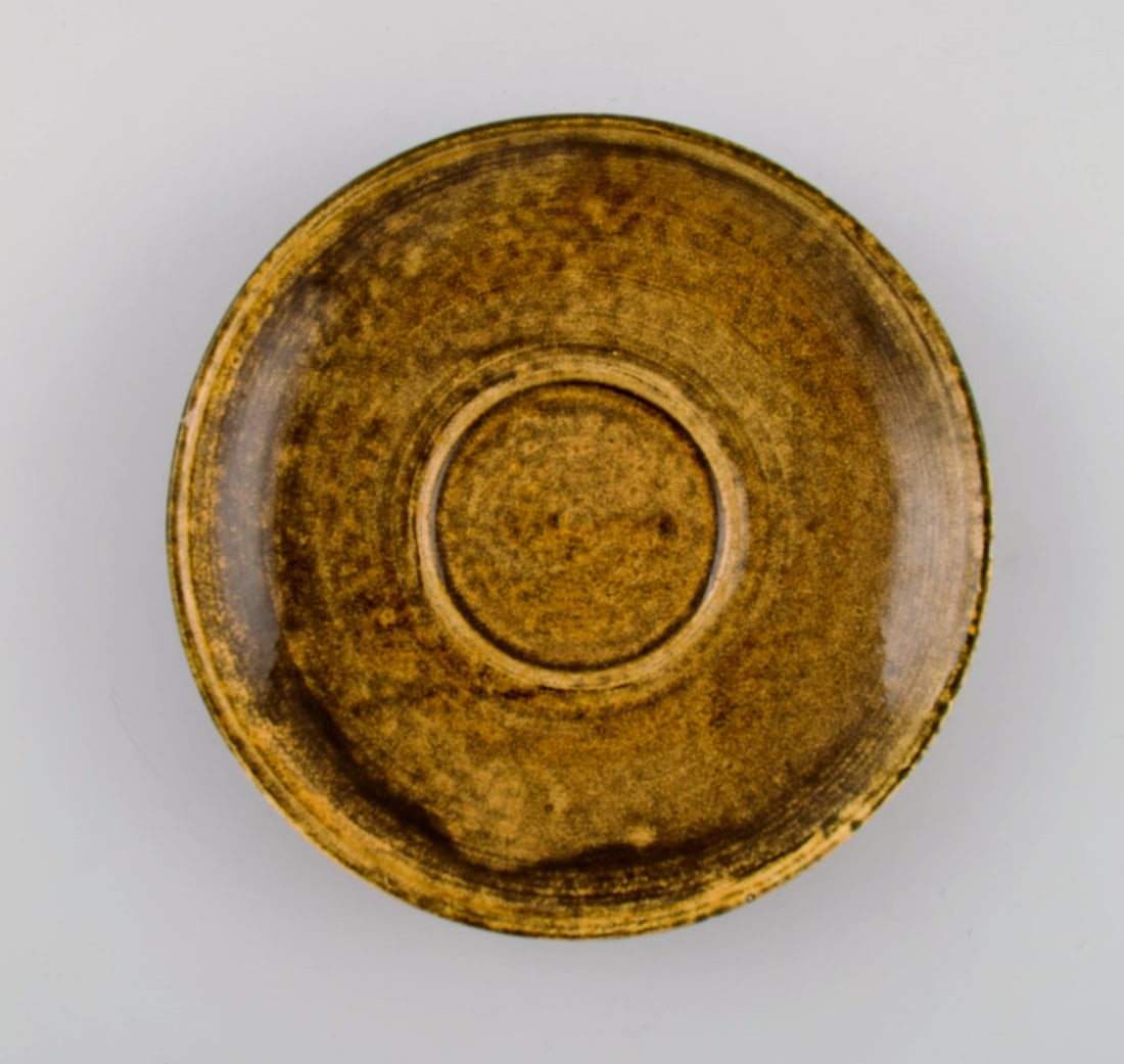 Kähler, Denmark. Egoist tea set in glazed stoneware. Beautiful yellow uranium glaze. Mid-20th - 4