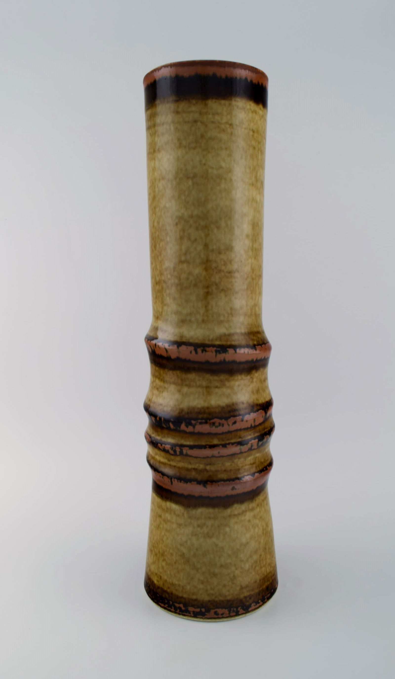 Olle Alberius for Rörstrand. Floor vase in glazed ceramics. Beautiful glaze in brown and light - 2