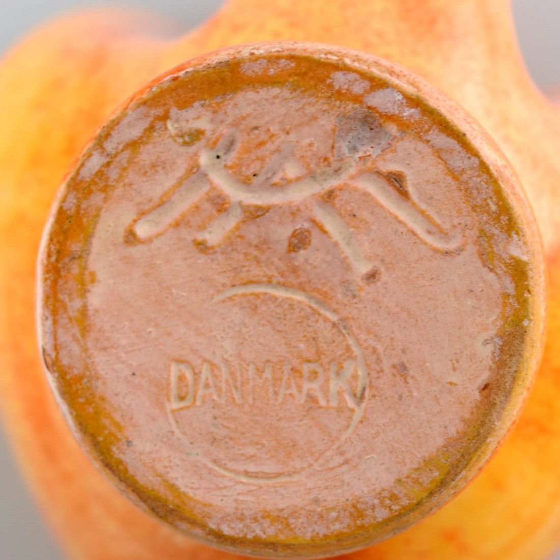 Kähler, Denmark. Cream jug in glazed stoneware. Beautiful orange uranium glaze. 1940s. - 6