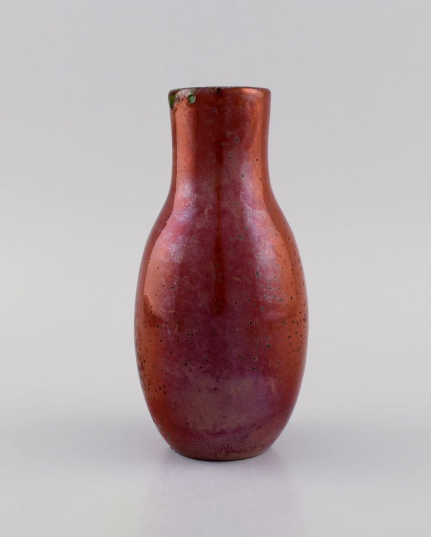 European studio ceramicist. Unique vase in glazed stoneware. Beautiful metallic glaze in shades of - 2