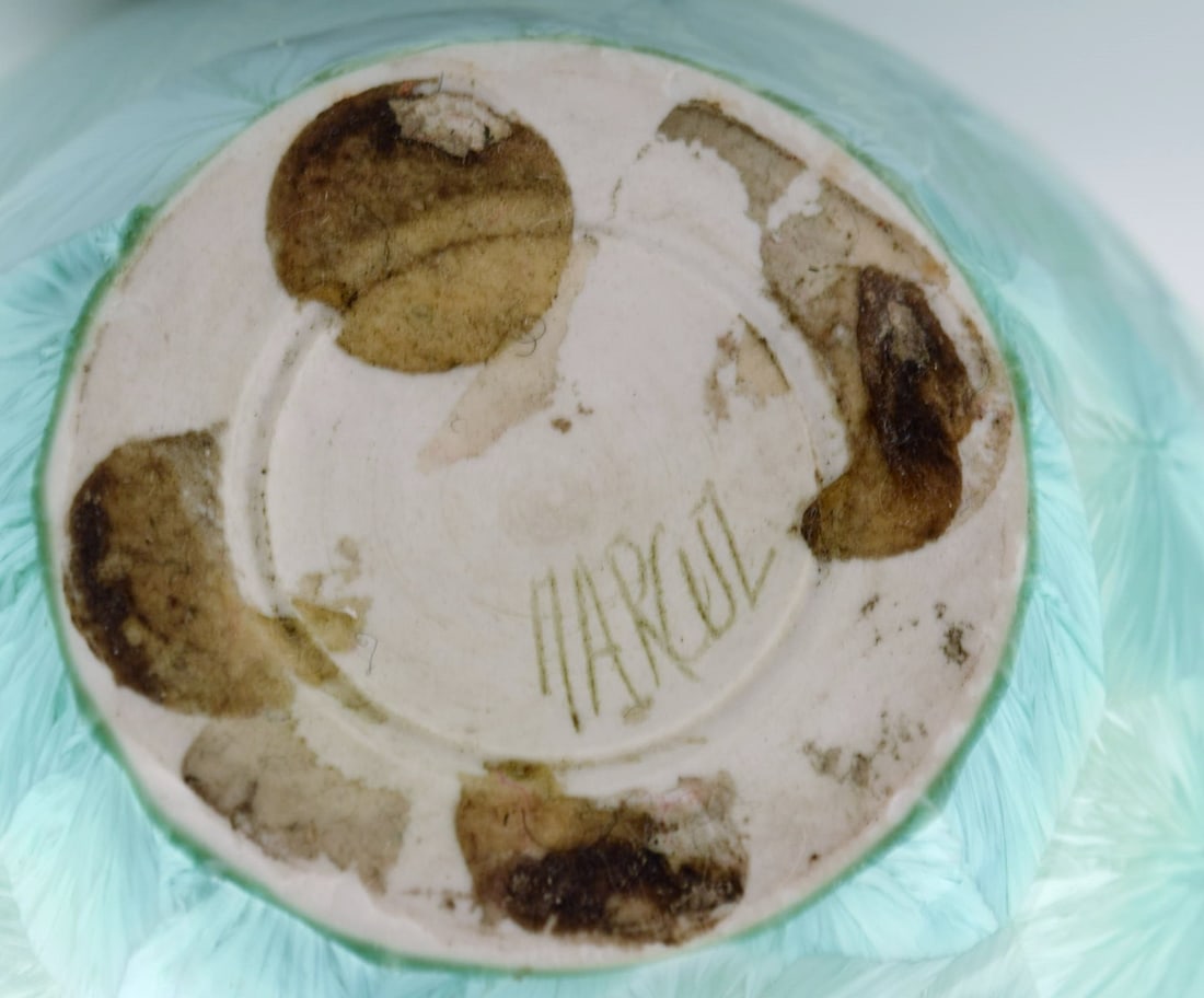 European studio ceramicist. Vase in glazed stoneware. Beautiful crystal glaze in turquoise shades. - 8