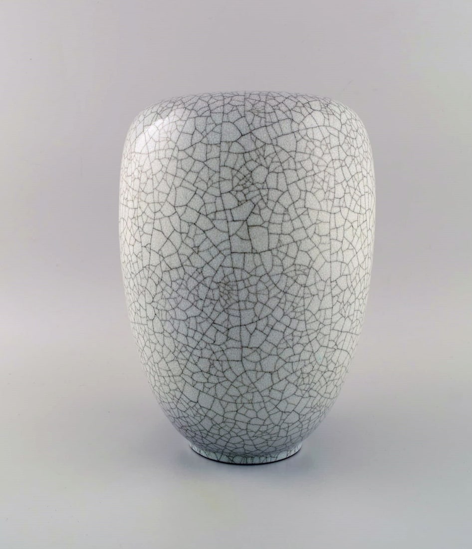Karlsruhe, Germany. Vase in glazed stoneware. Beautiful crackle glaze. Mid-20th century. (1 of 8)