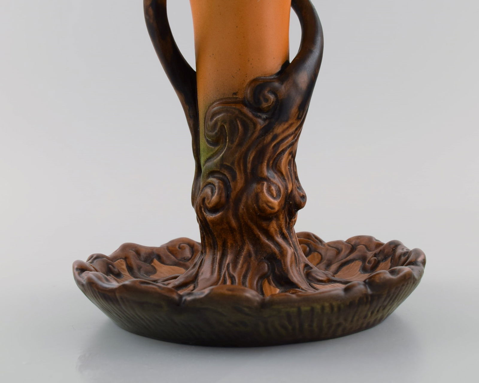 Ipsen's, Denmark. Large and rare art nouveau compote in glazed ceramics shaped like a tree. 1920s. - 7