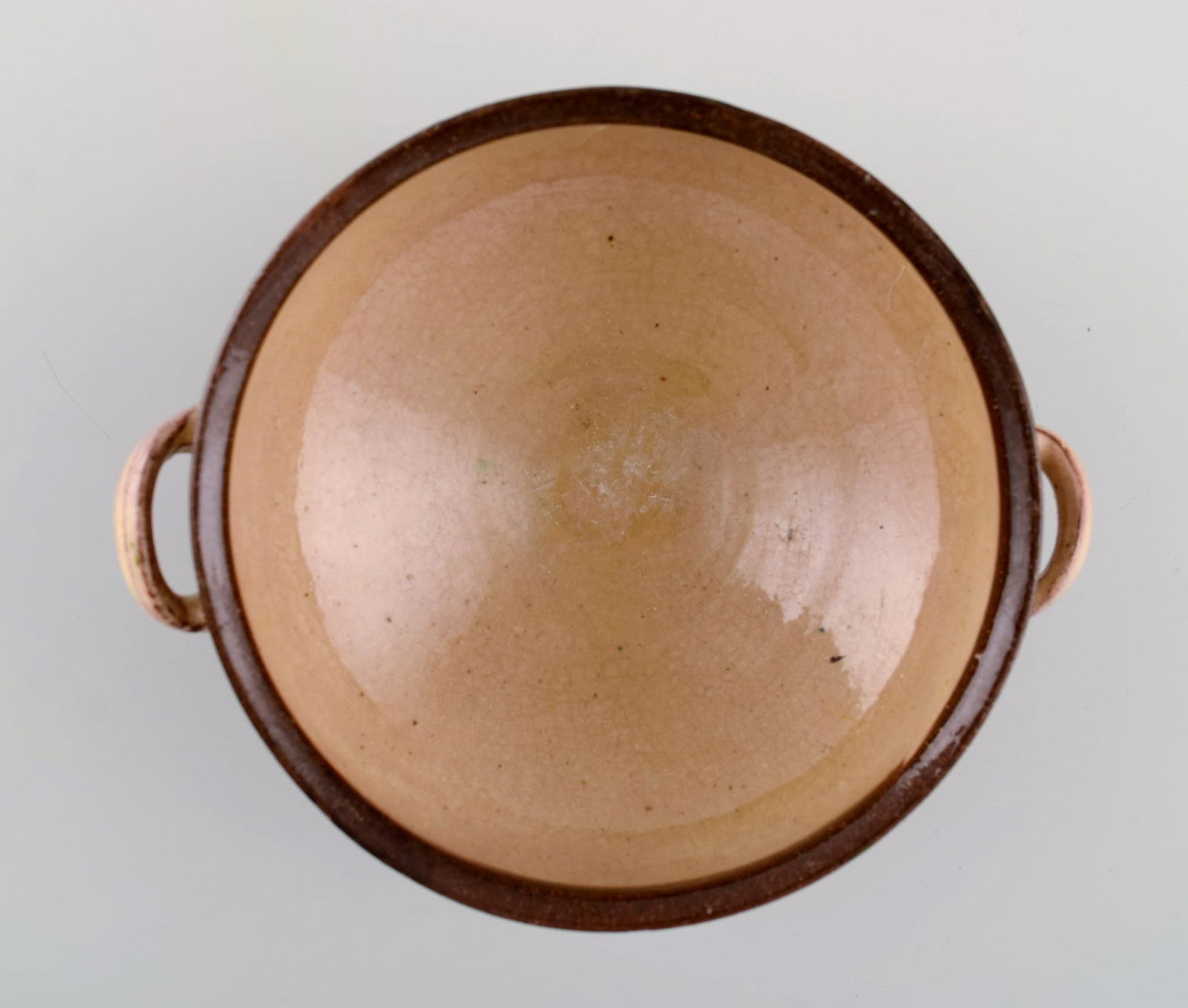 Gutte Eriksen (1918-2008), own workshop. Ear bowl with handles in glazed stoneware. Danish design, - 7
