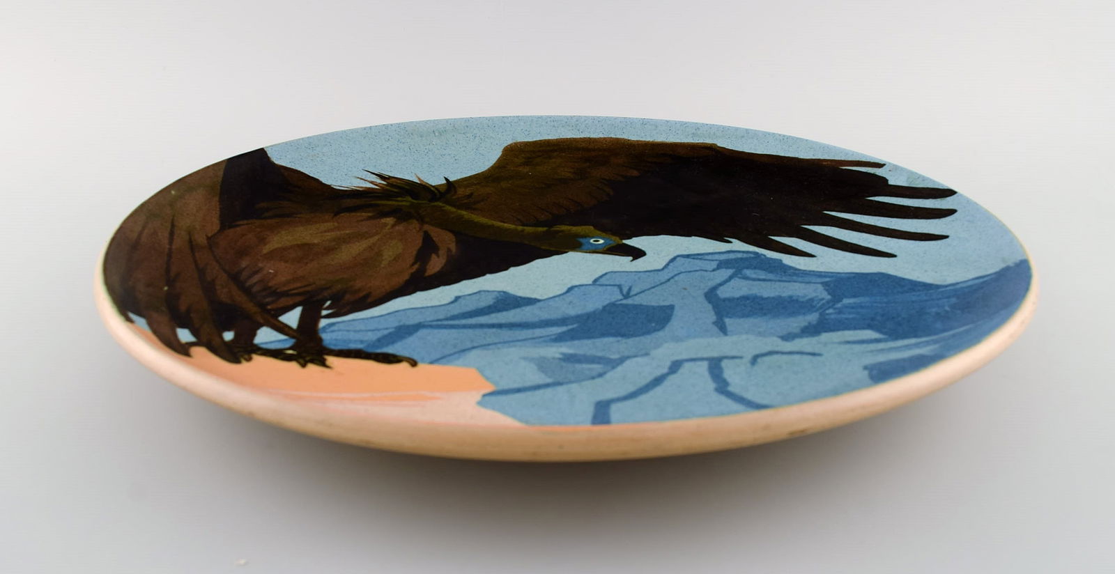 Karl Hansen Reistrup (1863-1929) for Kähler. Colossal unique dish in glazed ceramics. Vulture - 6