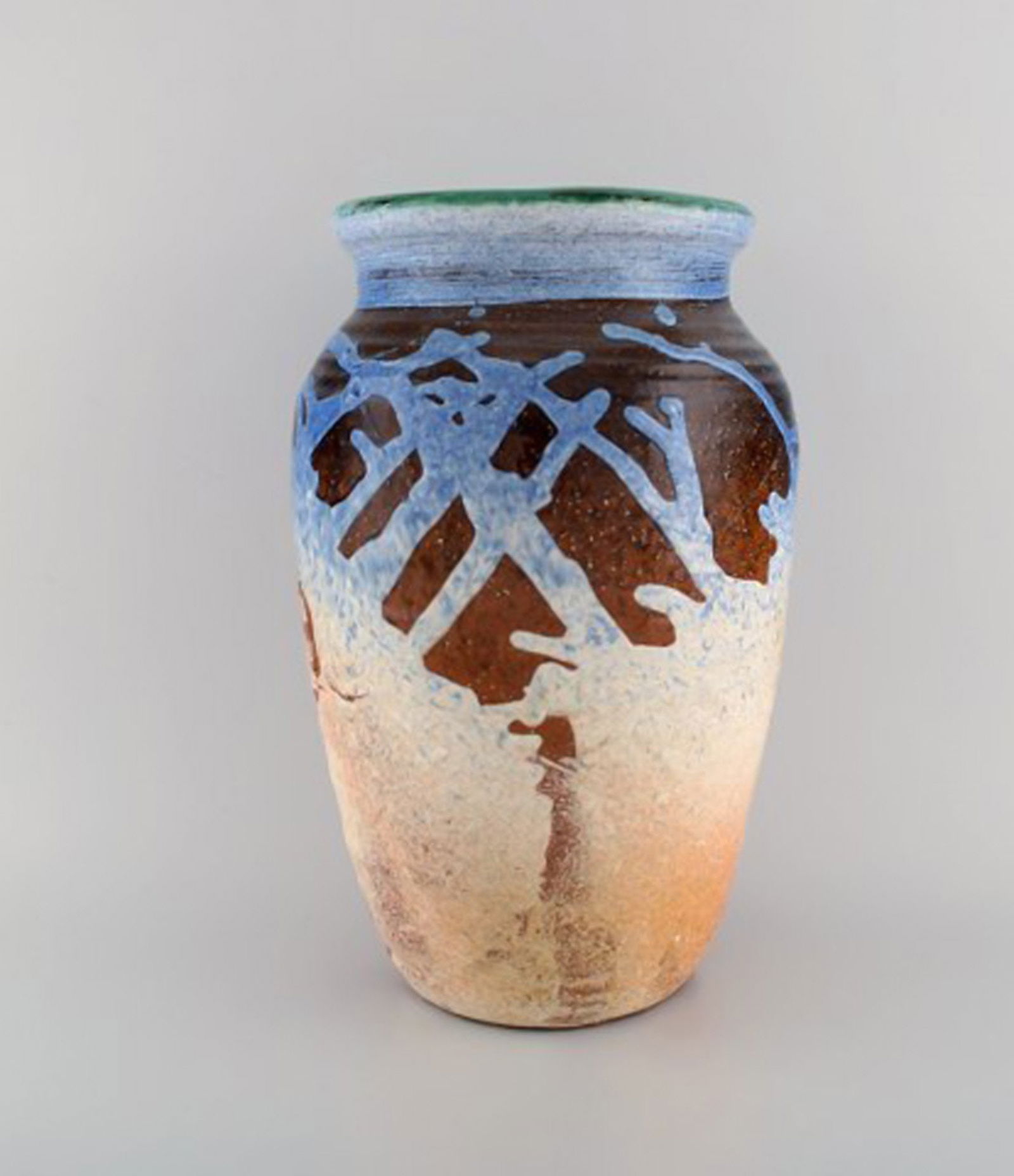 European studio ceramicist. Large unique vase in glazed ceramics. Late 20th century. - 2