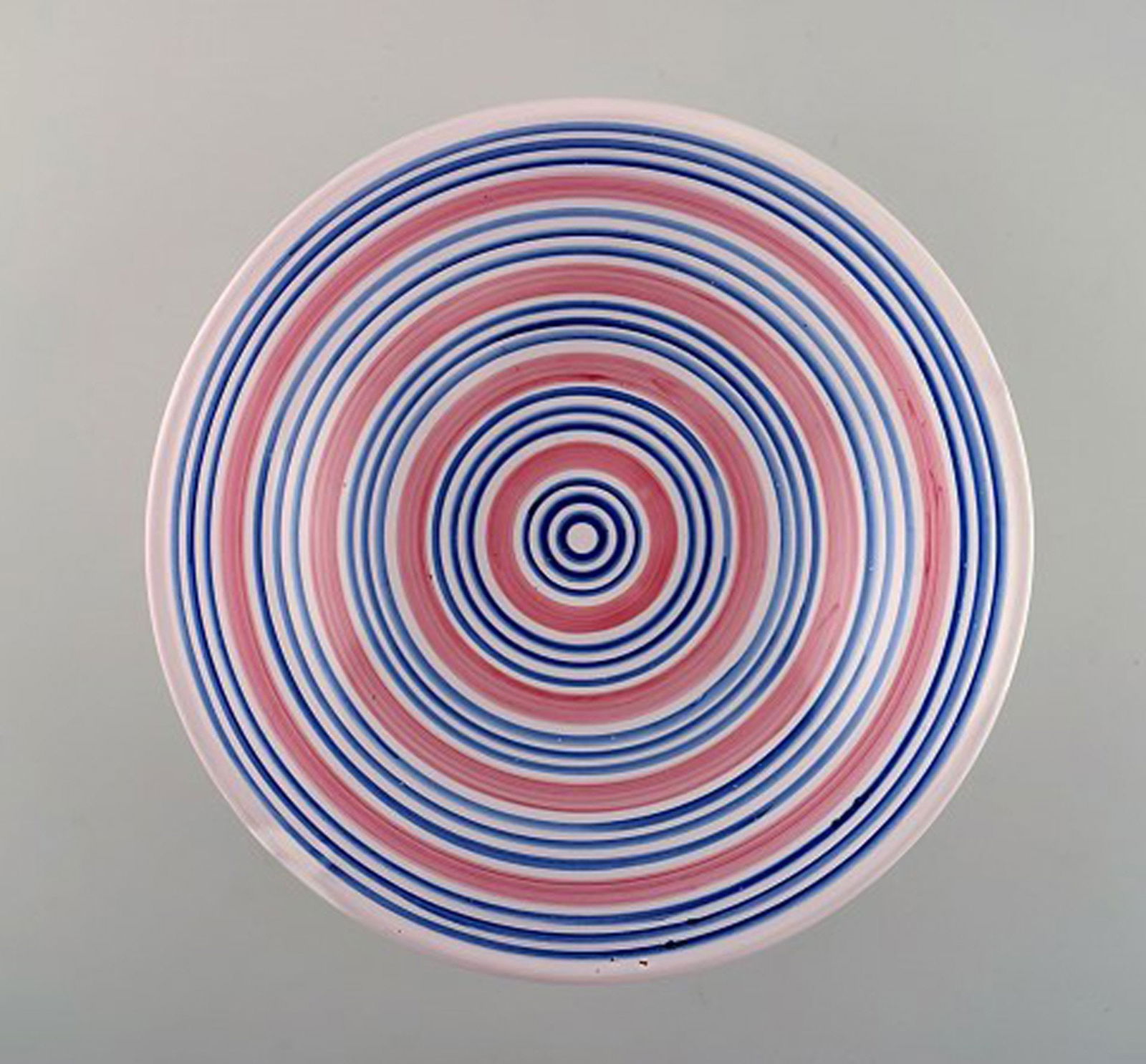 Ingrid Atterberg for Uppsala Ekeby. Large bowl in glazed stoneware. Striped design in blue and pink - 2