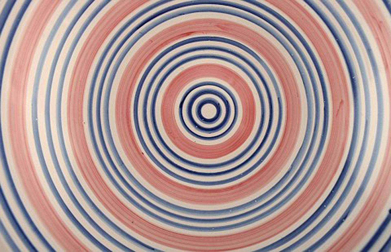 Ingrid Atterberg for Uppsala Ekeby. Large bowl in glazed stoneware. Striped design in blue and pink - 3