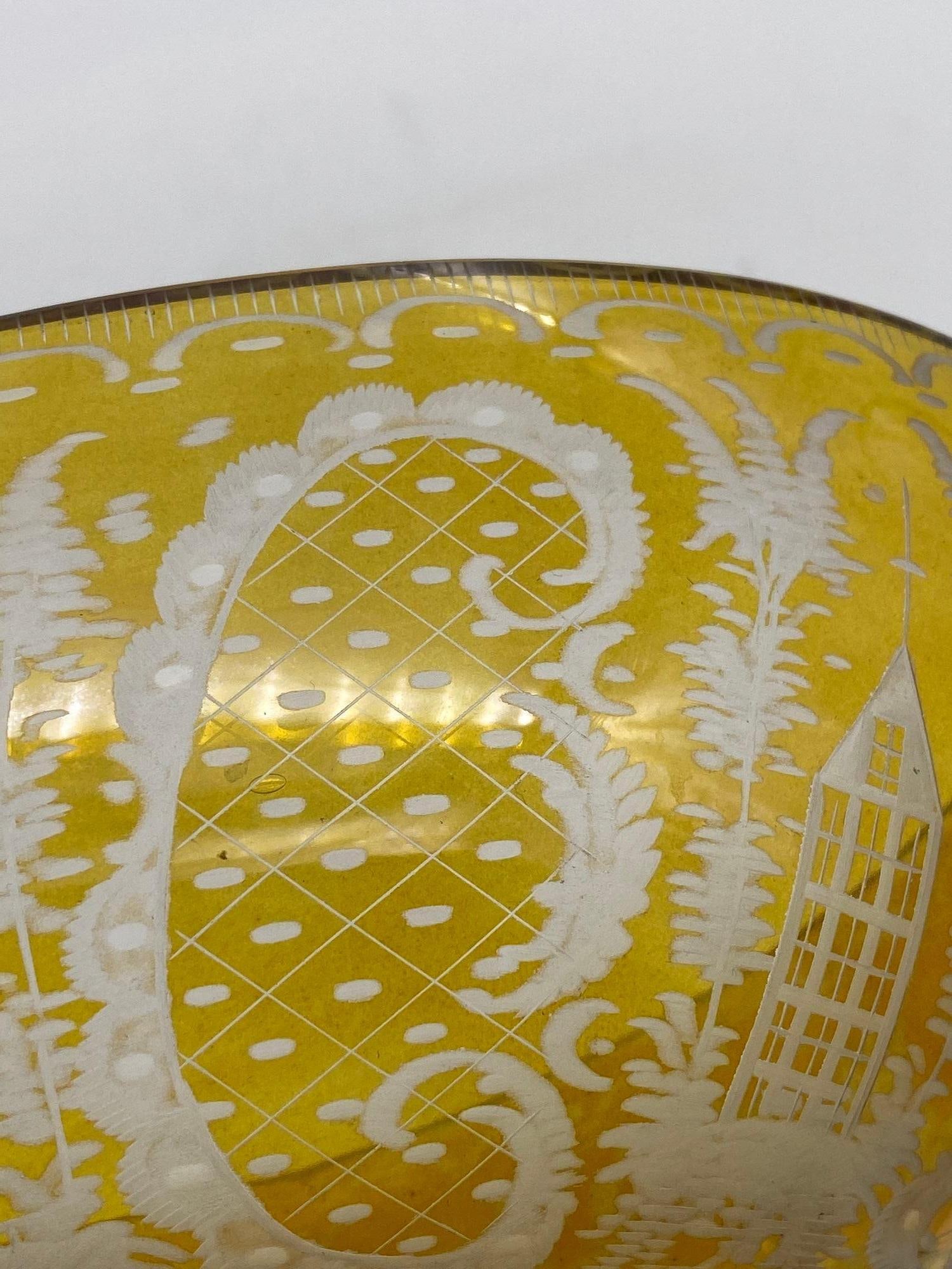 Bohemian Amber-Flashed Glass Bowl Flared Form, Circa 1900 - 2