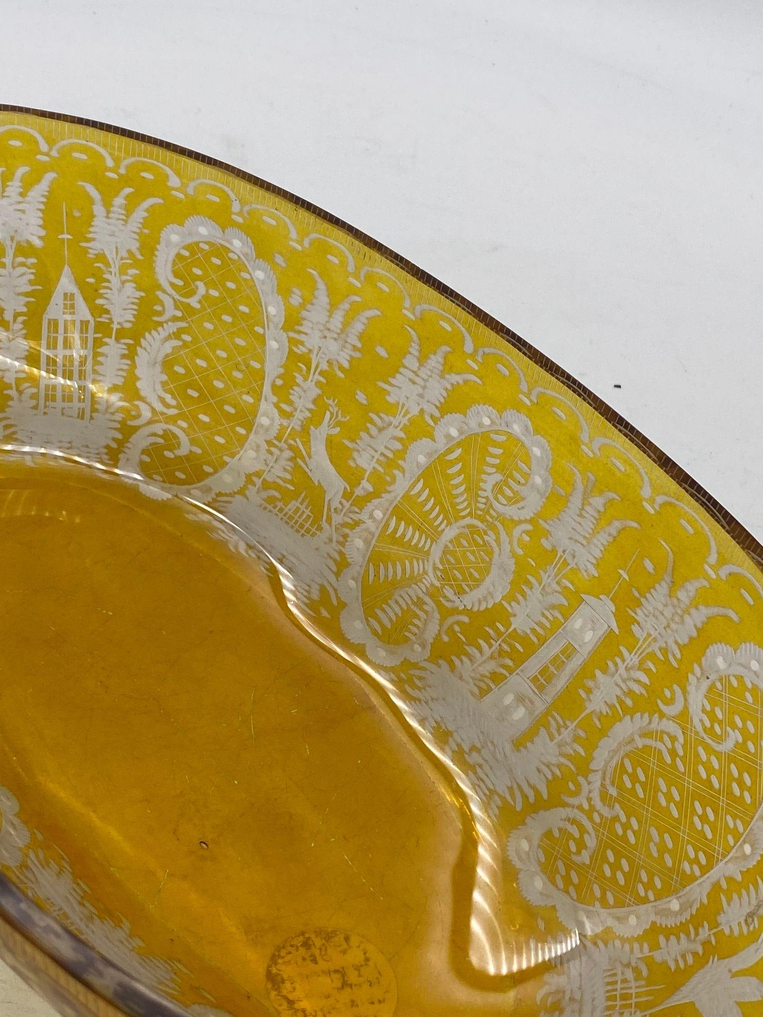 Bohemian Amber-Flashed Glass Bowl Flared Form, Circa 1900 - 8