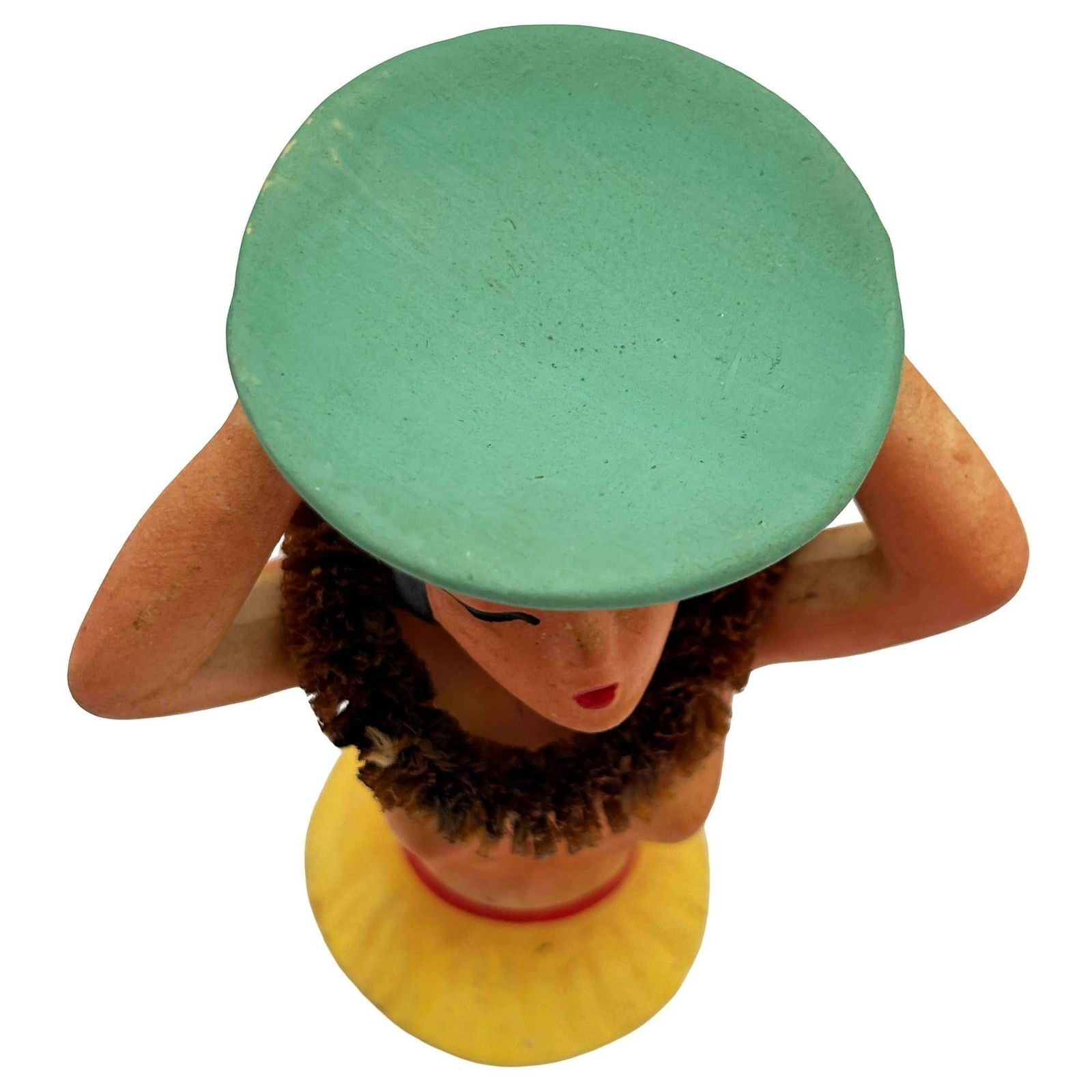 1940 Chalkware Ceramic Nude Hula Girl Napkin Holder Bust Sculpture - 11