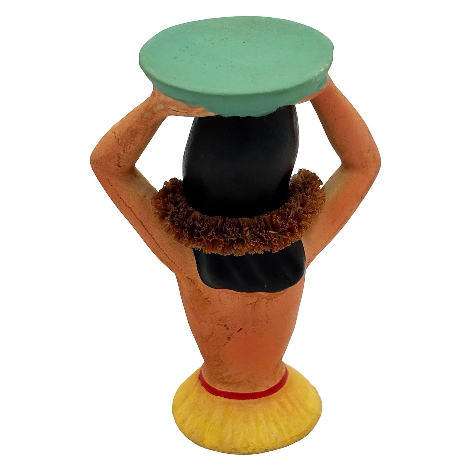 1940 Chalkware Ceramic Nude Hula Girl Napkin Holder Bust Sculpture - 3