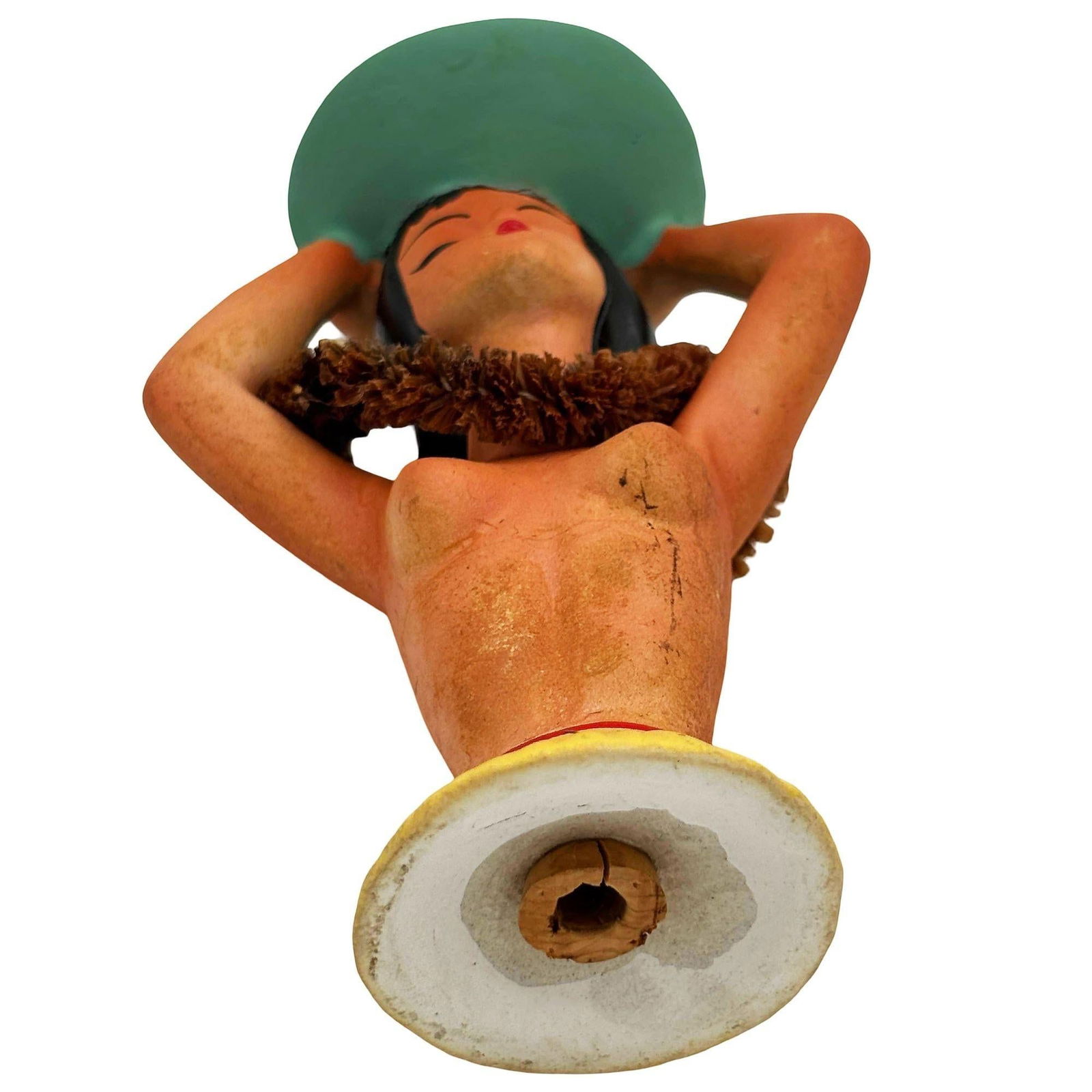 1940 Chalkware Ceramic Nude Hula Girl Napkin Holder Bust Sculpture - 6