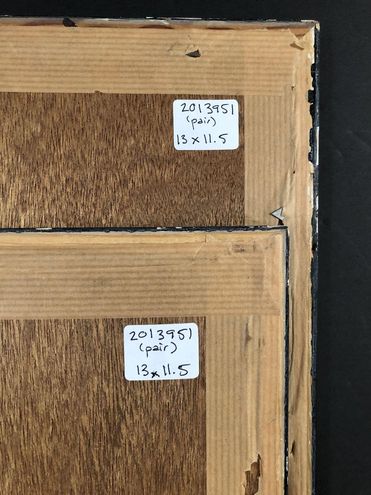 Mid Century Black and Gold Rickshaw Japanese Style Scenic Signed, Pair - 12