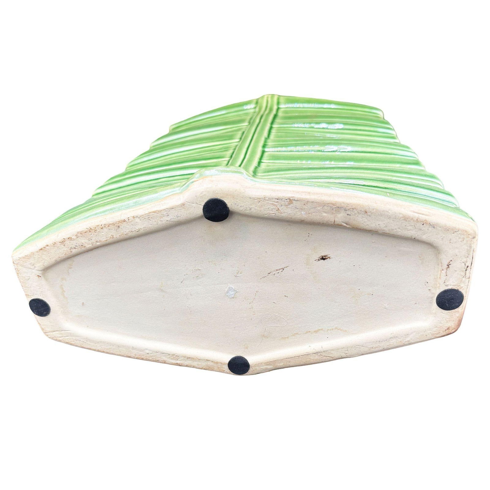 Mid-century California Pottery Green Ceramic Tropical Bamboo Flower Vase - 18