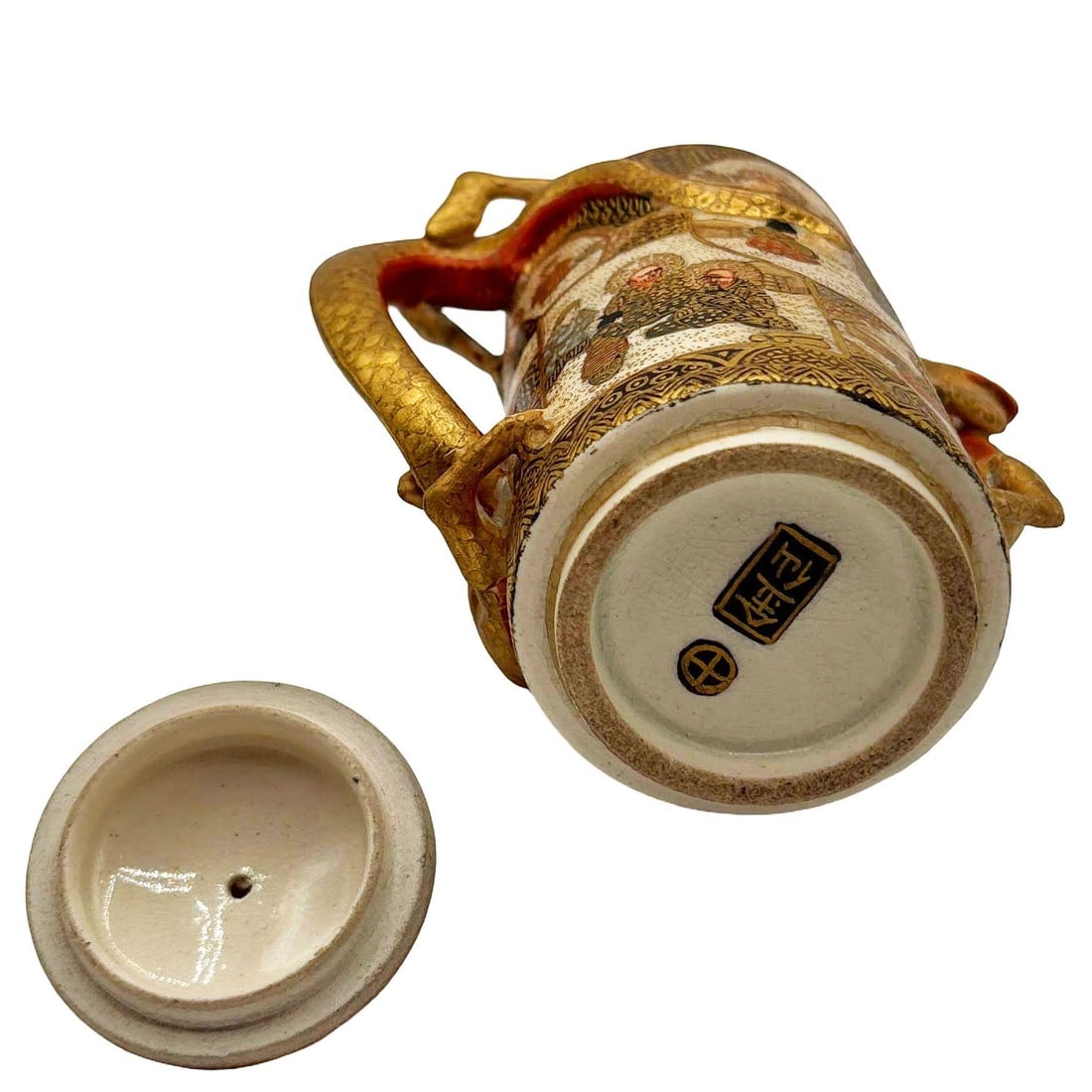 Gyokushu Satsuma Earthenware Saki Pitcher, C. Meiji Period - 13