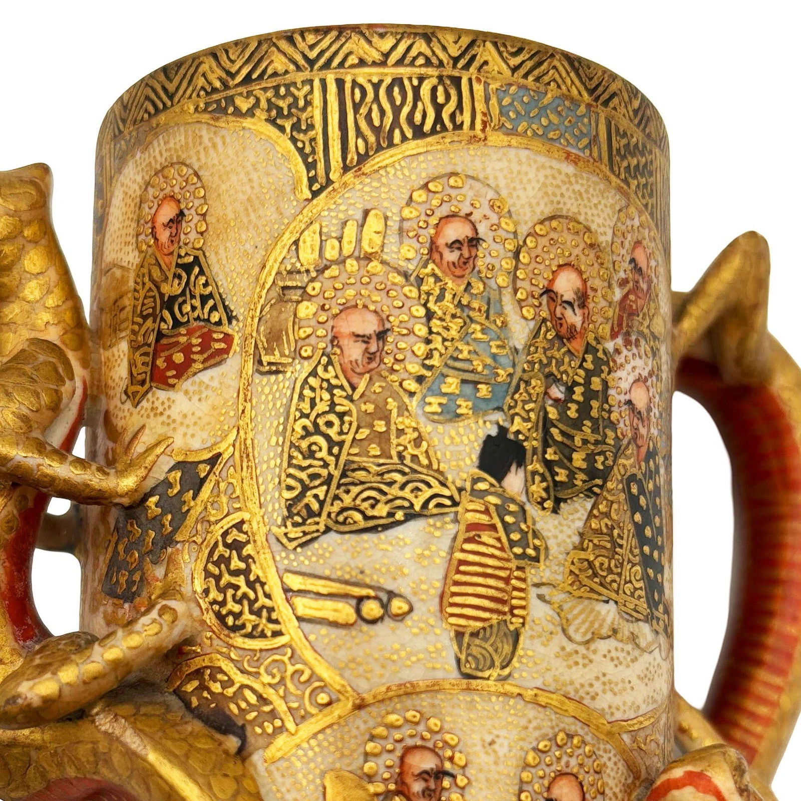 Gyokushu Satsuma Earthenware Saki Pitcher, C. Meiji Period - 14