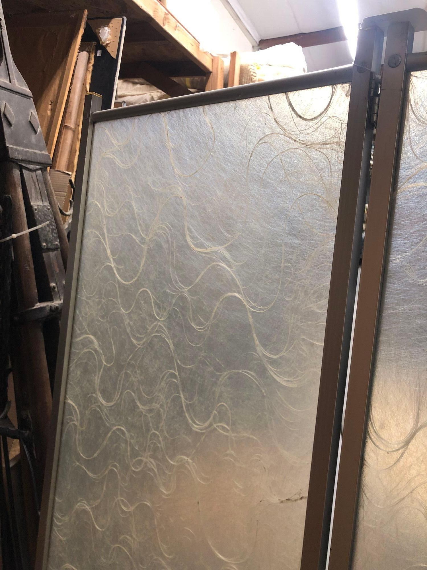 Modernist Brushed Aluminum & Spun Fiberglass Folding Screen - 15