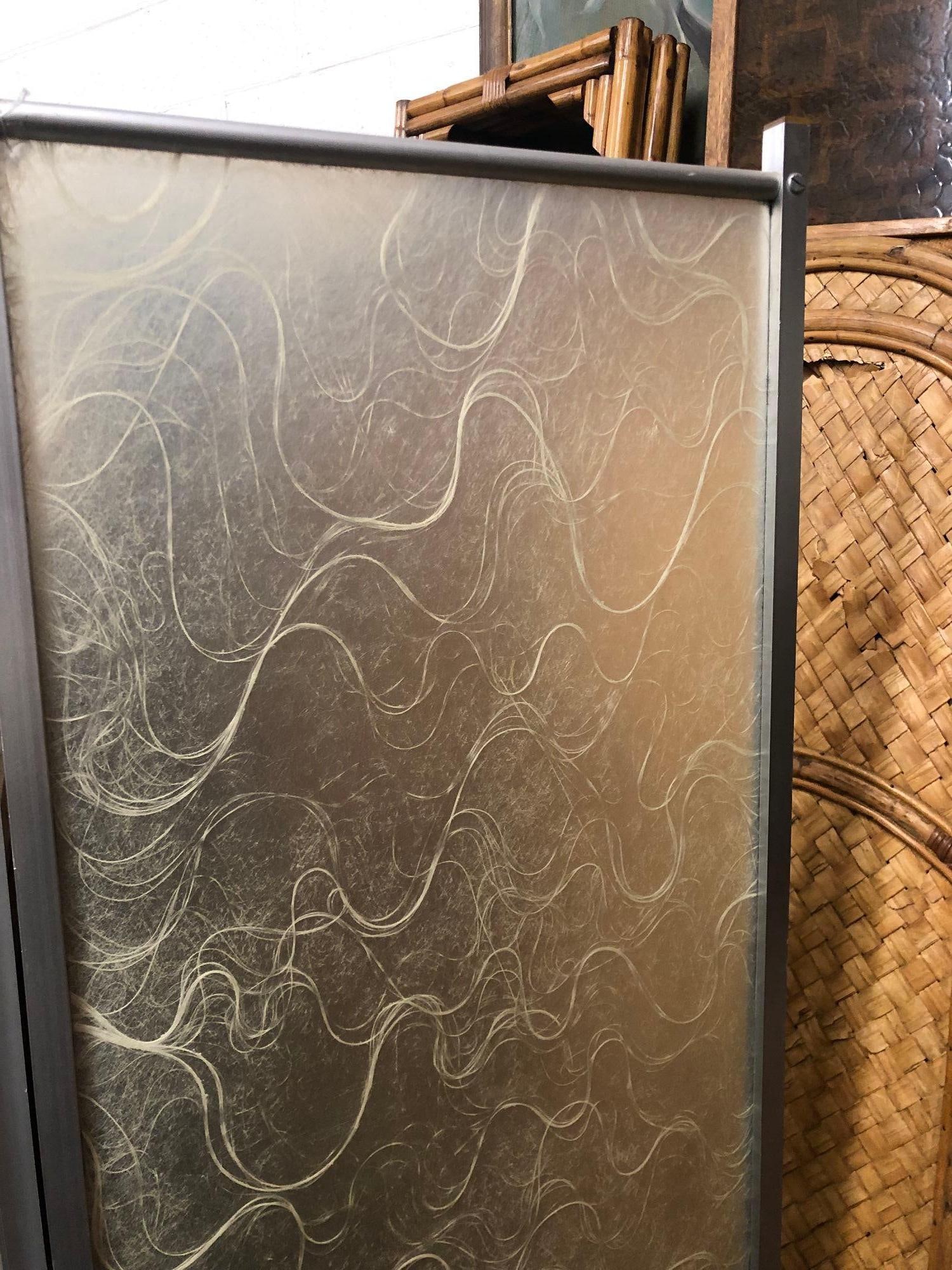 Modernist Brushed Aluminum & Spun Fiberglass Folding Screen - 17