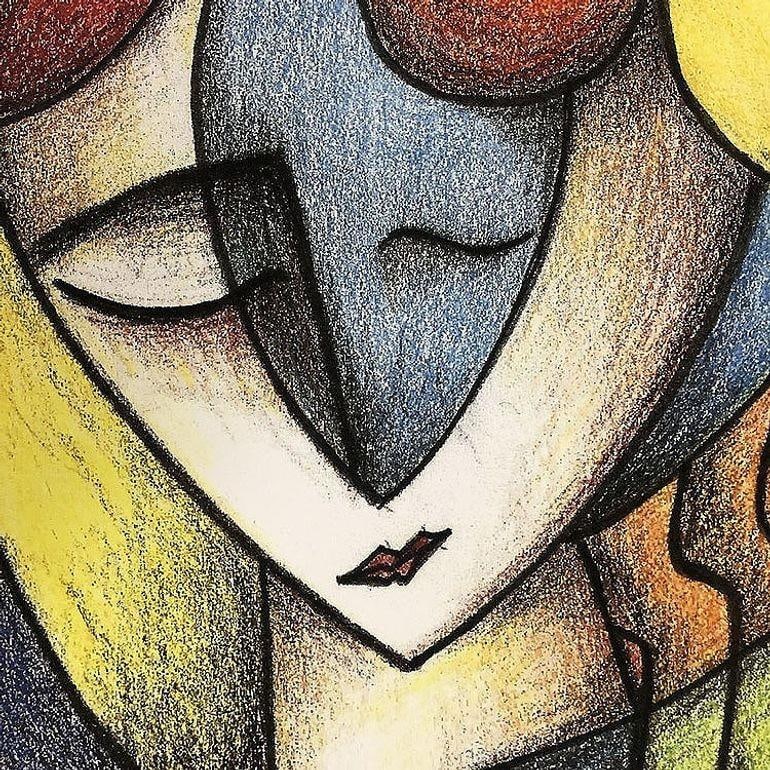 Geometric Abstract Expressinist Woman Portrait Print on Canvas by Richard T Spea - 3