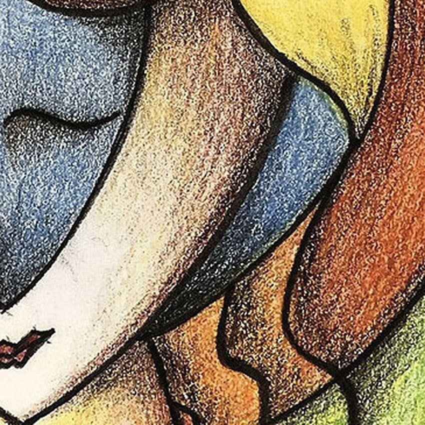 Geometric Abstract Expressinist Woman Portrait Print on Canvas by Richard T Spea - 4