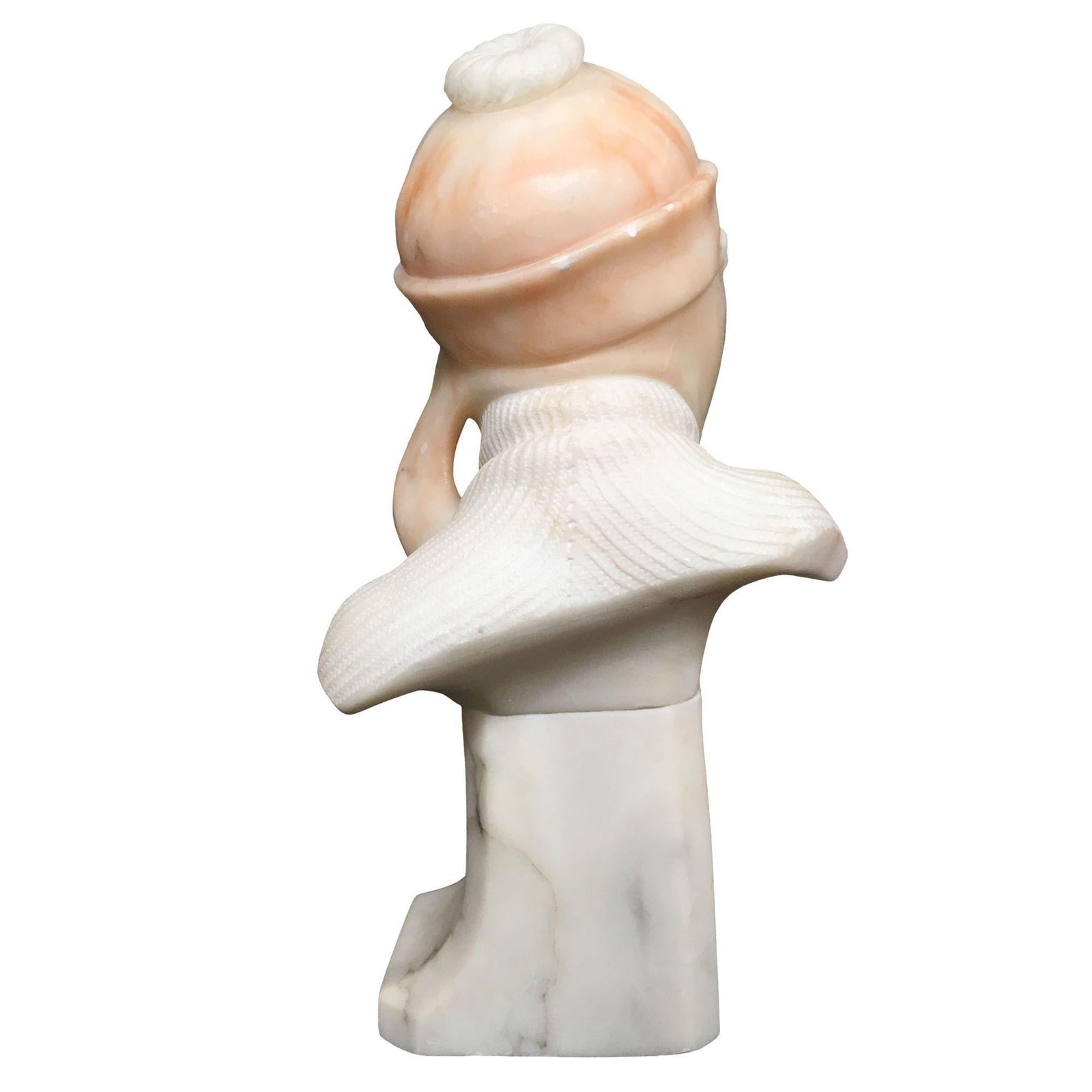 Hand Carved Boy and Girl Alabaster Bust Set - 12
