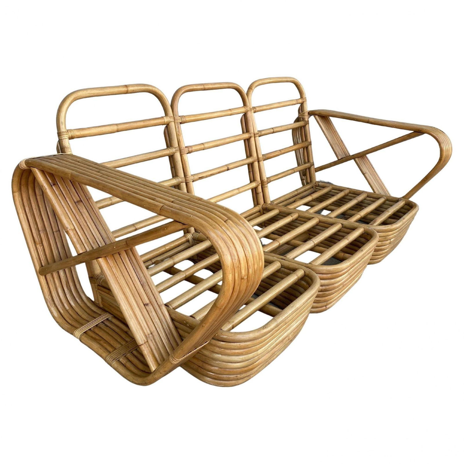 Restored Six-Strand Square Pretzel Sofa & Lounge Chair Livingroom Set - 9