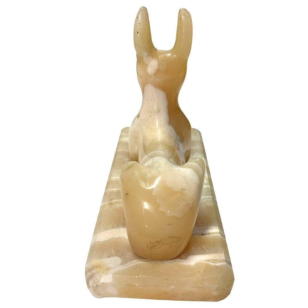 Hand Carved Alabaster Anubis Egyptian God Sculpture Paper Weight - 16
