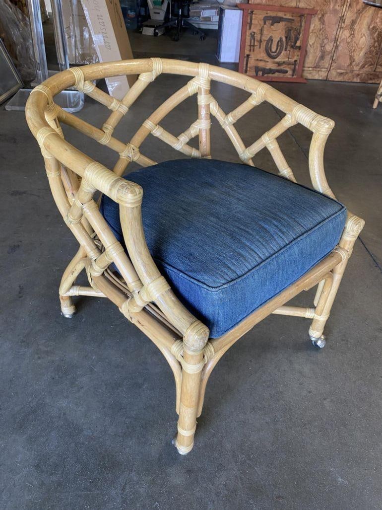 Round Pedestal Table and Geometric Bucket Armchair Rattan Dining Set - 14