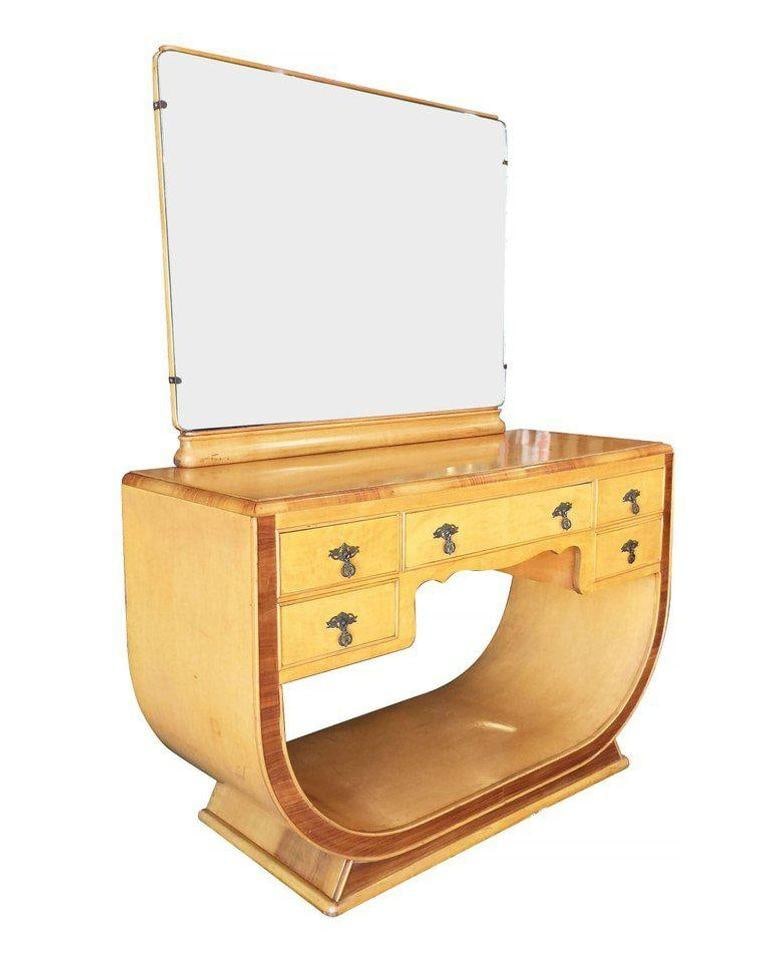 French Art Deco Birds Eye Maple Vanity - 19