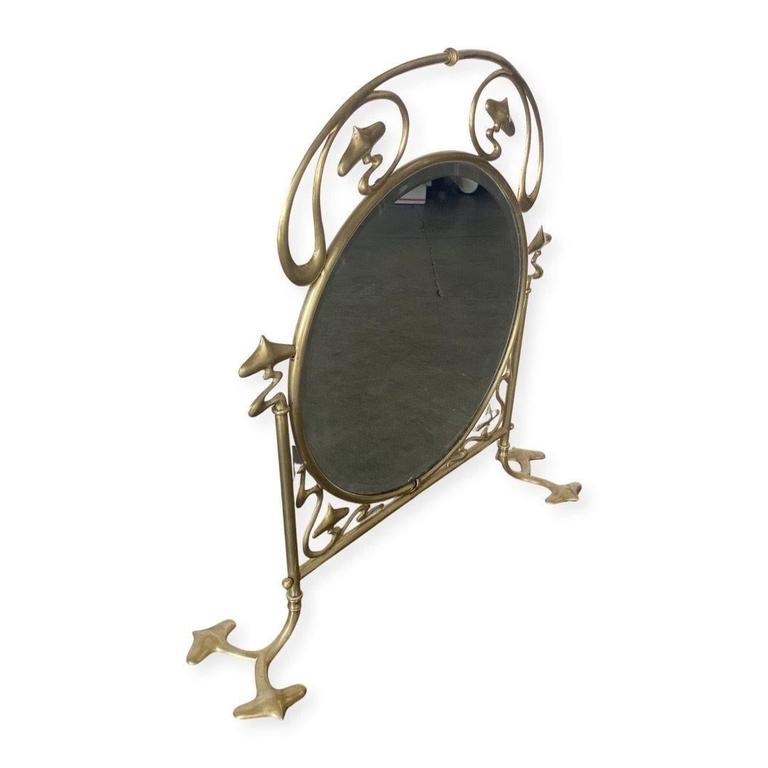 French Art Nouveau Brass Fire Screen with Mirror - 6