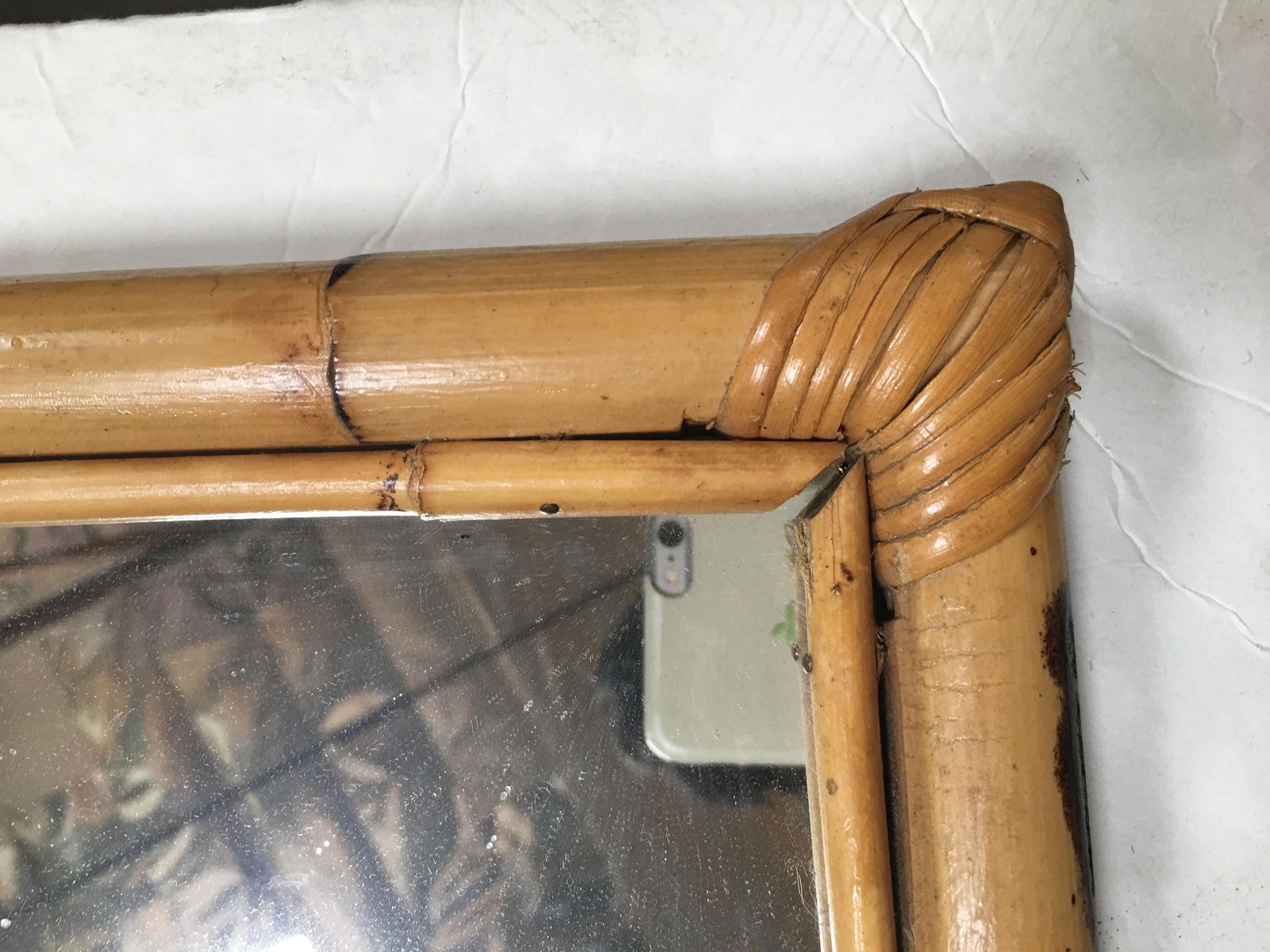 Two-Strand Rectangle Rattan Mirror with Stick Rattan Border - 5