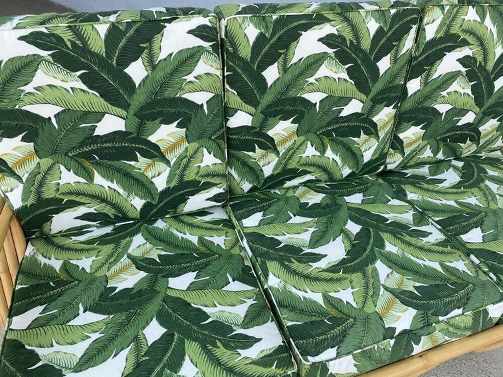 Restored Mid-century 4-Strand Rattan 3/4 Reverse Pretzel Sofa w/ Arched Base - 13