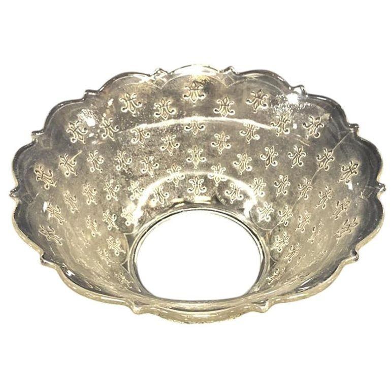 Victorian Textured Gas Light Shade w/ Fleur De Lis Details - 12