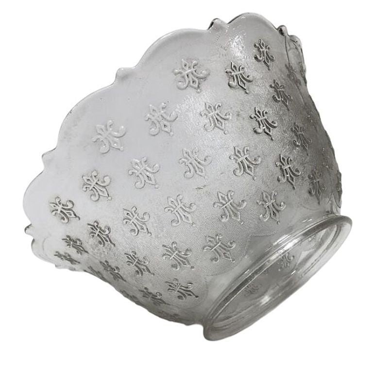 Victorian Textured Gas Light Shade w/ Fleur De Lis Details - 14