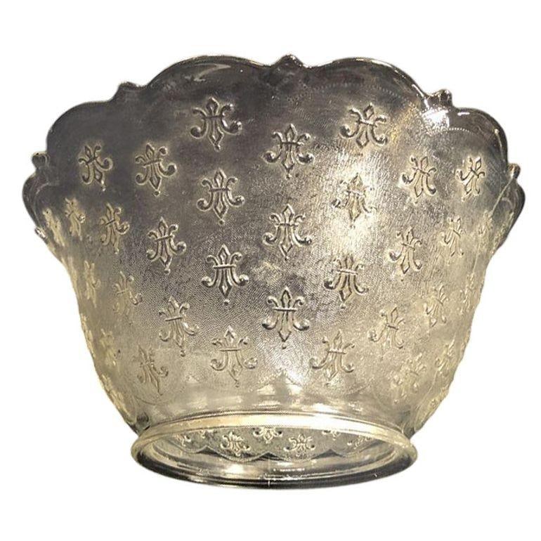 Victorian Textured Gas Light Shade w/ Fleur De Lis Details - 4